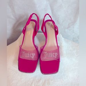 Juicy Couture hot pink heels with rhinestone trim. 9.5.